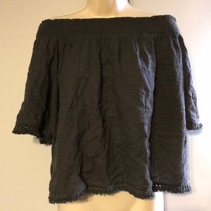 Dark Gray Off the Shoulder Top
